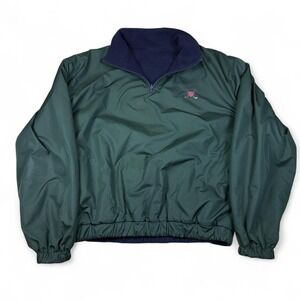 Polo Ralph Lauren Reversible Jacket Mens Green Navy Half Zip Vintage